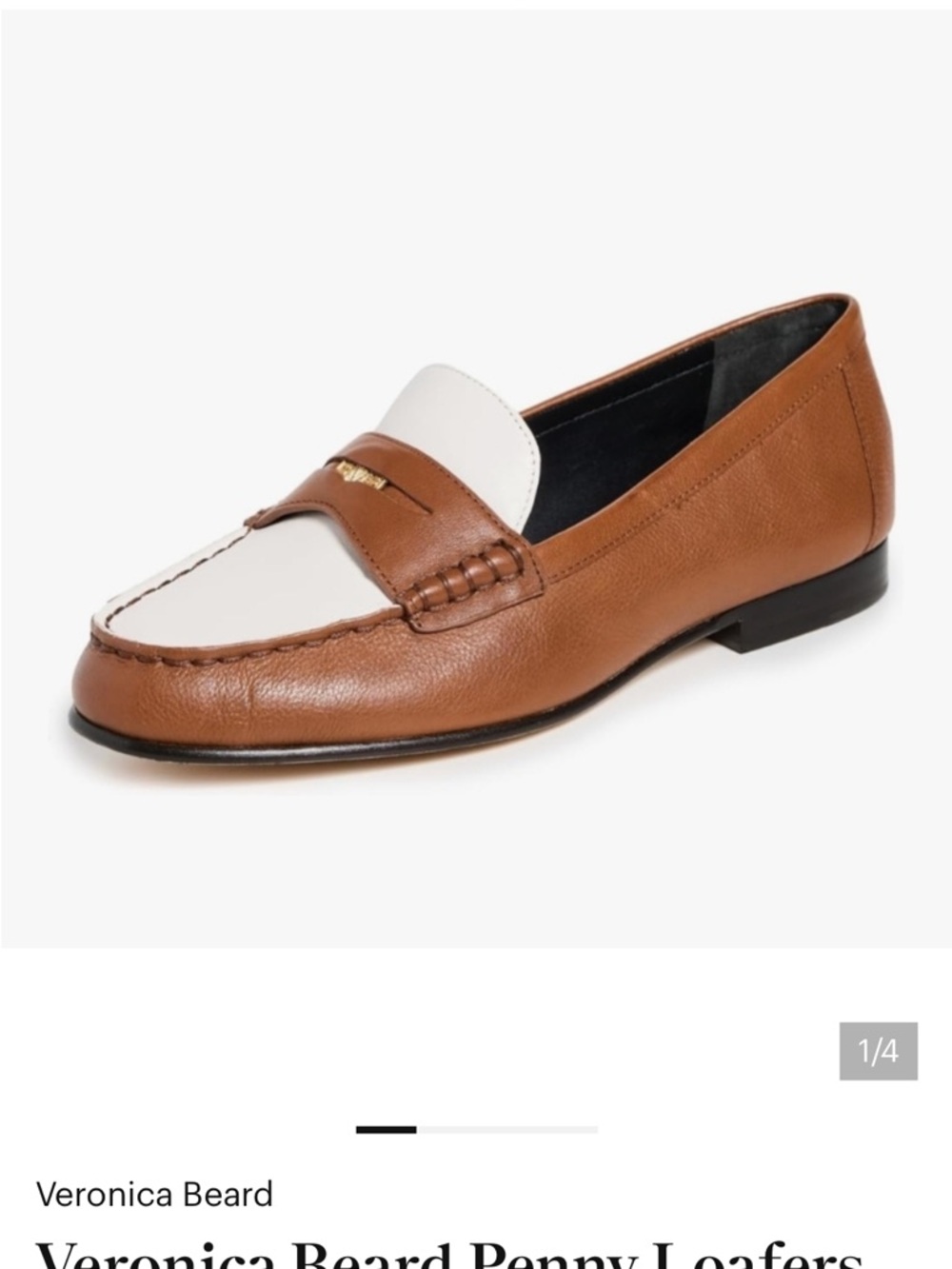Veronica Beard Brown and White Leather Penny Loafers